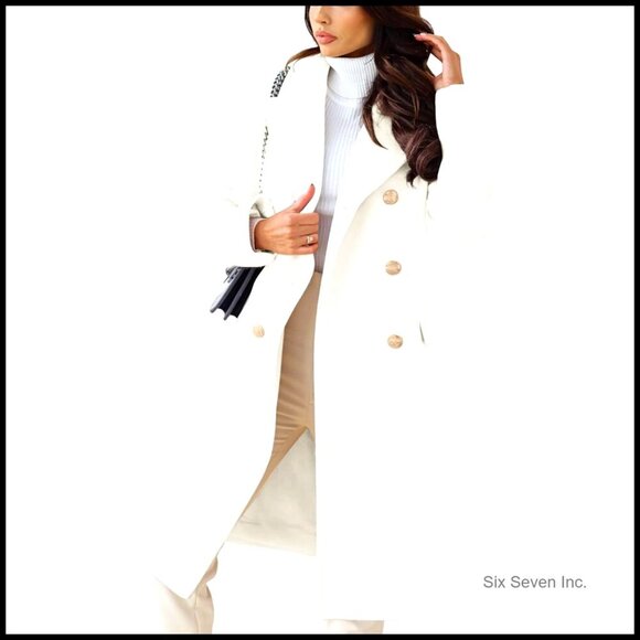 Jackets & Blazers - Wool Blend Pea Coat Long Trench Winter Jacket Double Breasted Professional